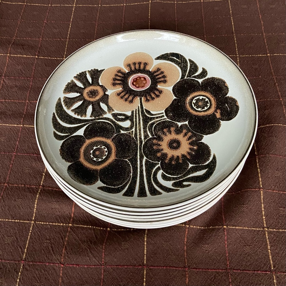 Westbury Danby Vintage 8 10” Dinner Plates Brown Tan Floral MCM - Rare! - Picture 3 of 9